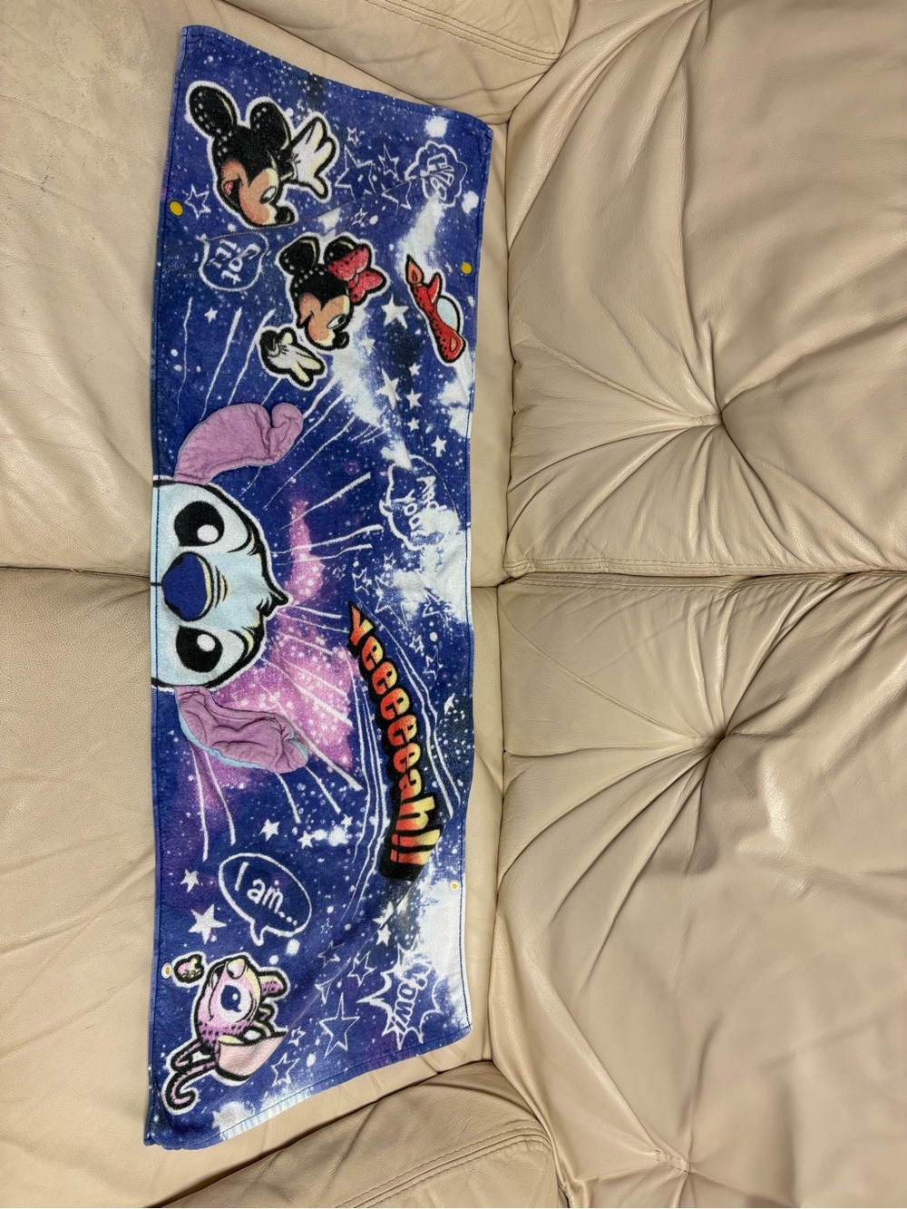 TDR Stitch & Angel Galaxy Hand Towel Blue Purple Tokyo Disneyland